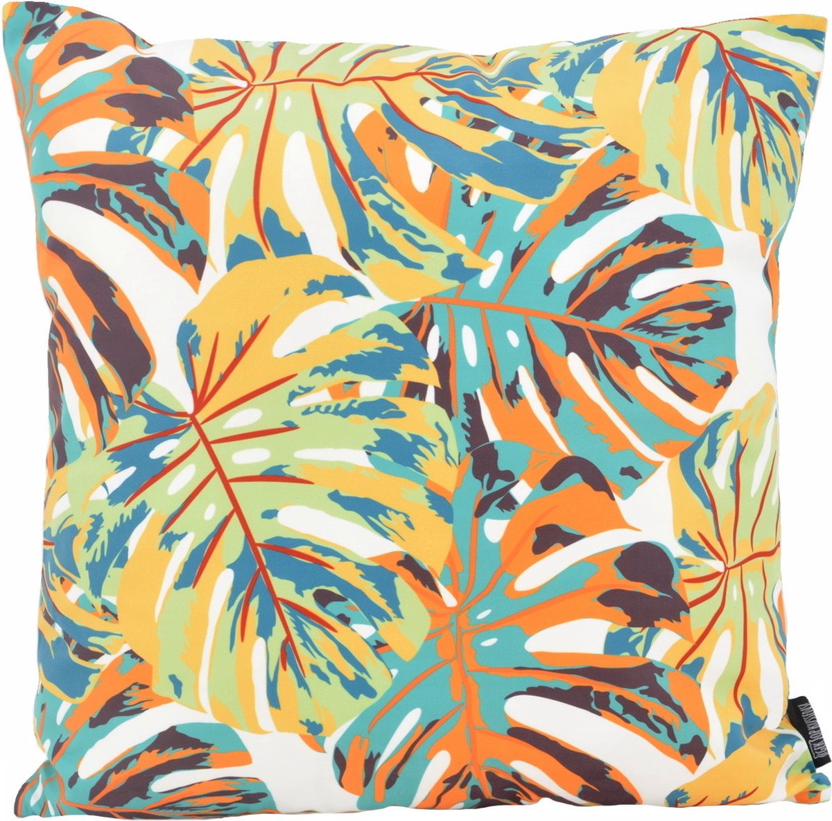 Gek op Kussens! Sierkussen Art Leaves #1 | 45 x 45 cm | Katoen/Polyester Groen-Oranje
