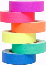 WiseGoods Premium Neon Tape - UV Glow In The Dark - Plakband - Hobby - DIY - Decoratie - Blacklight Kleuren Strips - 15mm / 6st