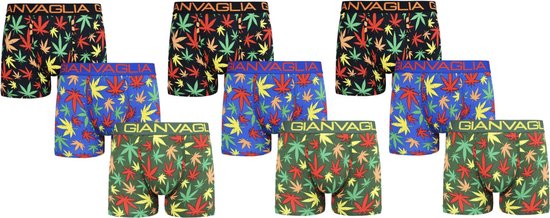 9 PACK Boxershort Heren | Katoen | Maat XL | Meerkleurig | Print | Wiet Cannabis | Ondergoed Heren | Onderbroeken Heren |