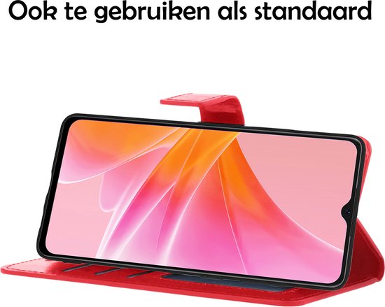OPPO A57 Case Book Case Cover Wallet Cover With 2x Screen Protector - OPPO A57 Case Bookcase Cover - Rouge