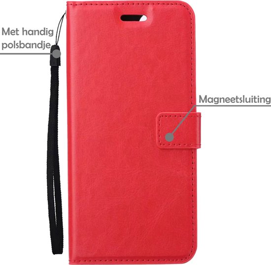 OPPO A57 Case Book Case Cover Wallet Cover With 2x Screen Protector - OPPO A57 Case Bookcase Cover - Rouge