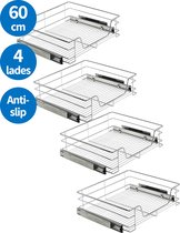 Keukenkast Organizer - Set van 4 Keukenkastorganizers - Schuiflades - 60 cm - ComfortSlide Geleiderails - Inclusief Ladeverdelers en Anti-slipmatten