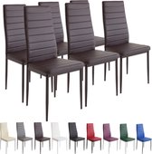 MILANO Eetkamerstoelen in Set van 6, Bruin - Gestoffeerde stoel met kunstleer bekleding - Modern stijlvol design aan de eettafel - Keukenstoel of eetkamerstoel met hoog draagvermogen tot 110kg