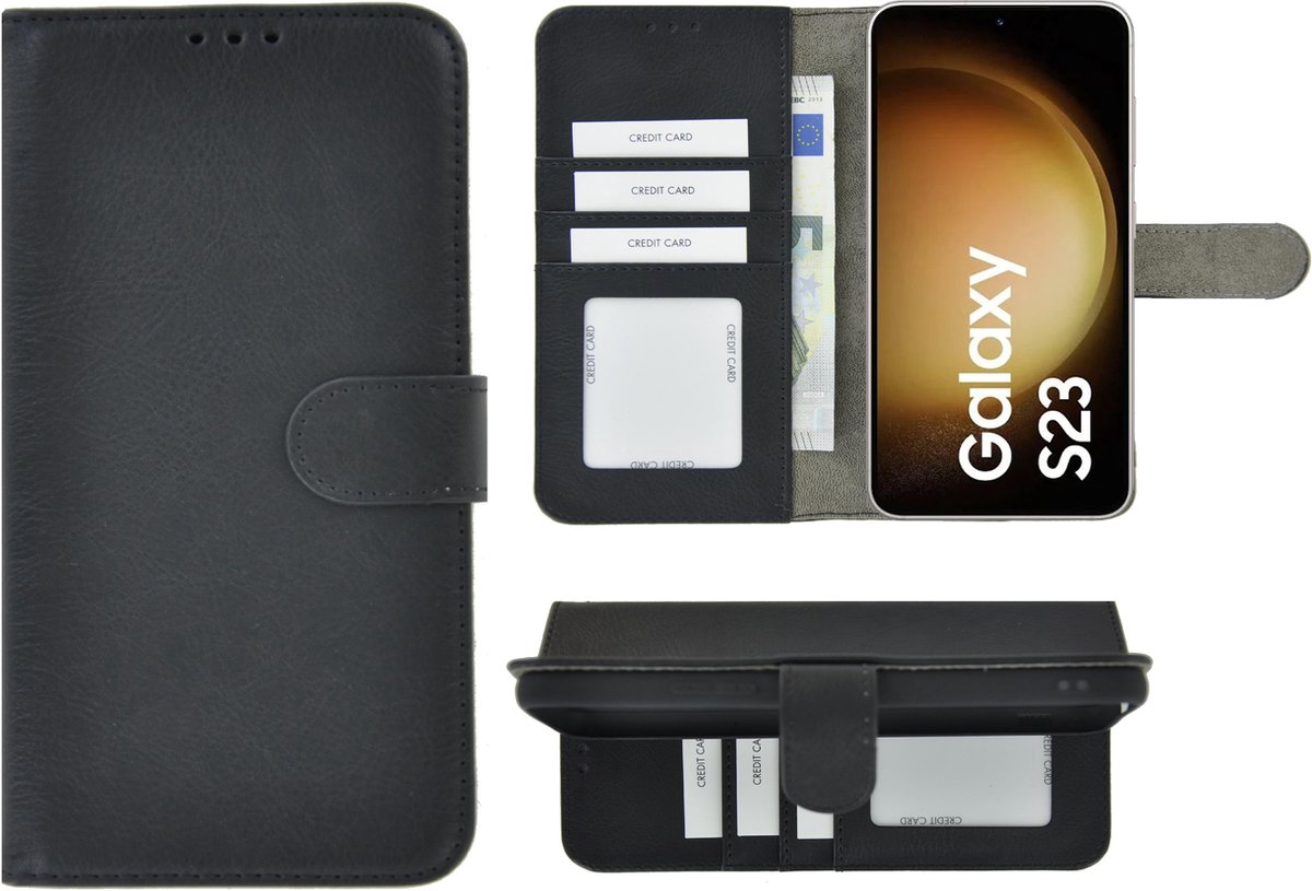 MoDo hoesje Geschikt voor Samsung Galaxy S23 - Kunstleer Book Case - Zwart