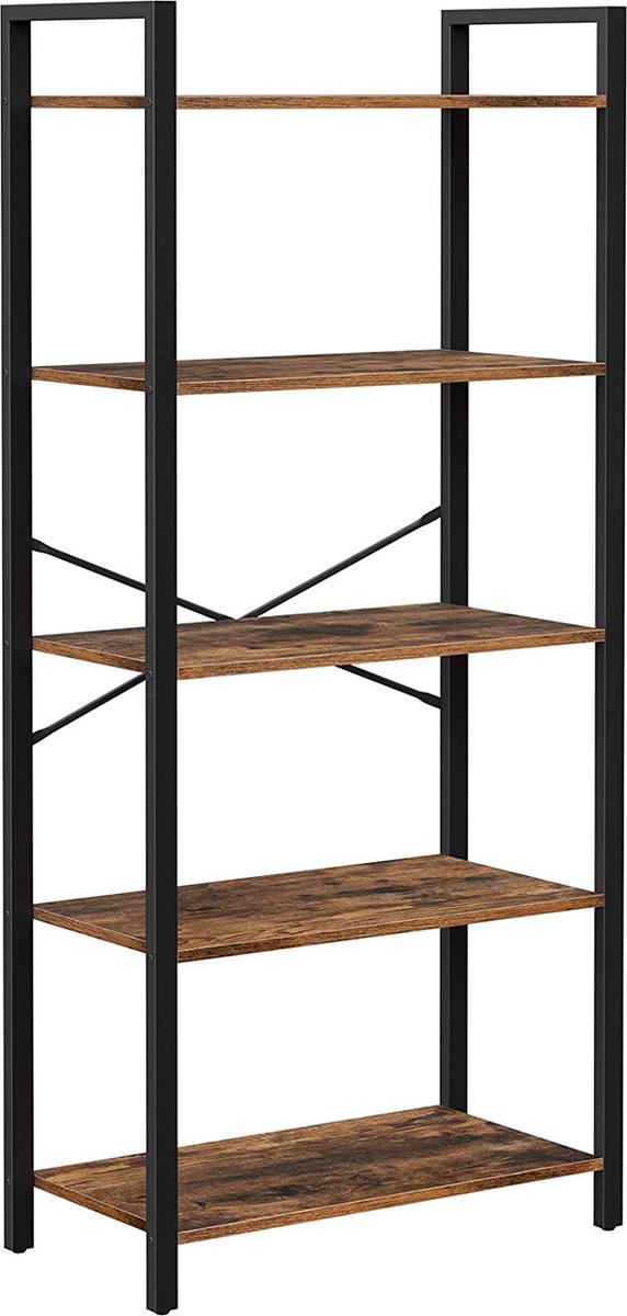 Mira Home Boekenkast Boekenplank vintage bruin samengesteld hout + gelegeerd staal 66 x 30 x 153 cm