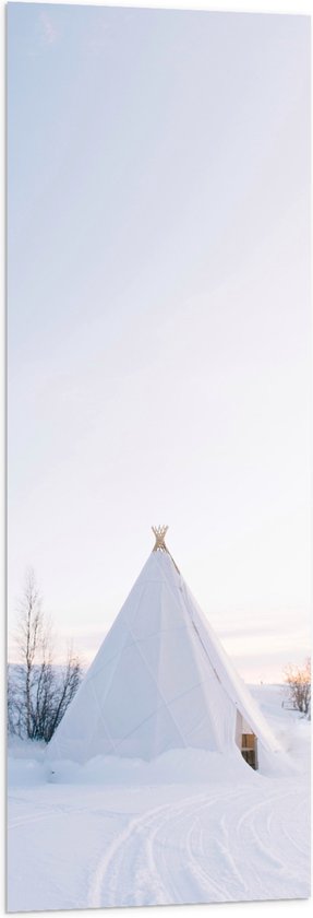 Vlag - Tent in de Sneeuw - 40x120 cm Foto op Polyester Vlag