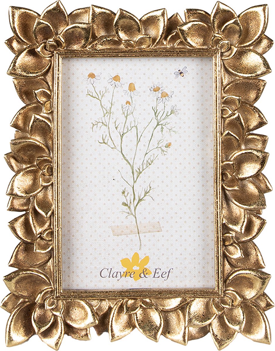 Clayre & Eef Fotolijst 10x15 cm Goudkleurig Polyresin Bloemen