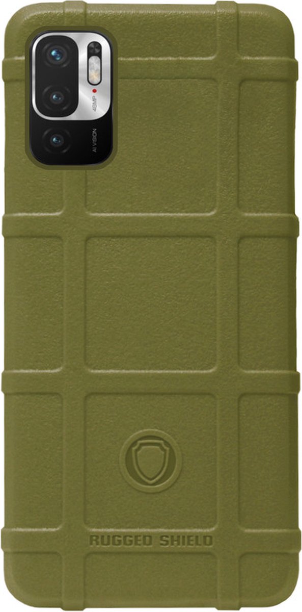 RUGGED SHIELD Rubber Bumper Case Hoesje Geschikt voor Xiaomi Redmi Note 10 (5G) - Groen