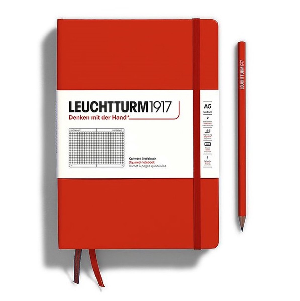 Leuchtturm1917 A5 Medium Notitieboek Natural Colours Squared / Geruit Fox Red