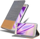 Cadorabo Hoesje voor Samsung Galaxy A7 2015 in LICHTGRIJS BRUIN - Beschermhoes met magnetische sluiting, standfunctie en kaartvakje Book Case Cover Etui