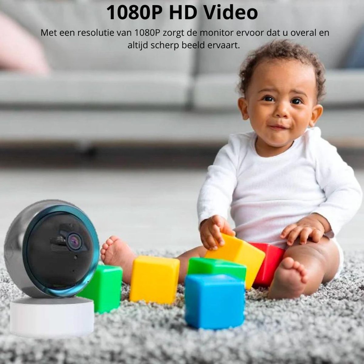 Afbeelding 3 van NIEUW - Full HD WiFi Babyfoon met Camera én App - BabyPhone met Camera - 1296P - Geluid en Bewegingsdetectie - Automatisch Volgen - Nachtvisie - Spraakfunctie