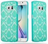 Cadorabo Hoesje geschikt voor Samsung Galaxy S6 EDGE in GROEN - Hard Case Cover Beschermhoes in gebloemd paisley henna design tegen krassen en stoten