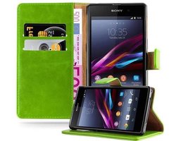 Cadorabo Hoesje geschikt voor Sony Xperia Z1 in GRAS GROEN - Beschermhoes met magnetische sluiting, standfunctie en kaartvakje Book Case Cover Etui