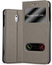 Cadorabo Hoesje geschikt voor Nokia 3 2017 in STEEN BRUIN - Beschermhoes met magnetische sluiting, standfunctie en 2 kijkvensters Book Case Cover Etui