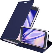 Cadorabo Hoesje voor Samsung Galaxy NOTE 4 in CLASSY DONKER BLAUW - Beschermhoes met magnetische sluiting, standfunctie en kaartvakje Book Case Cover Etui