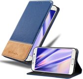Cadorabo Hoesje geschikt voor Samsung Galaxy S6 EDGE in DONKERBLAUW BRUIN - Beschermhoes met magnetische sluiting, standfunctie en kaartvakje Book Case Cover Etui