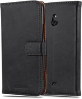 Cadorabo Hoesje geschikt voor Nokia Lumia 1320 in ZWART GRAFIET - Beschermhoes met magnetische sluiting, standfunctie en kaartvakje Book Case Cover Etui