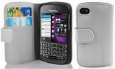 Cadorabo Hoesje geschikt voor Blackberry Q10 in MAGNESIUM WIT - Beschermhoes van getextureerd kunstleder en kaartvakje Book Case Cover Etui