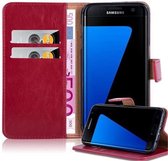 Cadorabo Hoesje geschikt voor Samsung Galaxy S7 EDGE in WIJN ROOD - Beschermhoes met magnetische sluiting, standfunctie en kaartvakje Book Case Cover Etui