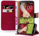Cadorabo Hoesje geschikt voor LG G2 in WIJN ROOD - Beschermhoes met magnetische sluiting, standfunctie en kaartvakje Book Case Cover Etui