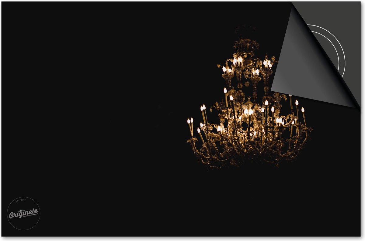 Inductie beschermer 71x52 - afdekplaat inductie mat - Dietrix Kookplaat beschermer - Exclusief - Black en Gold - Kroonluchter
