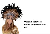 Luxe hoofdtooi Black Panter 60cm x 40cm - carnaval rio Brasil thema feest festival fun party