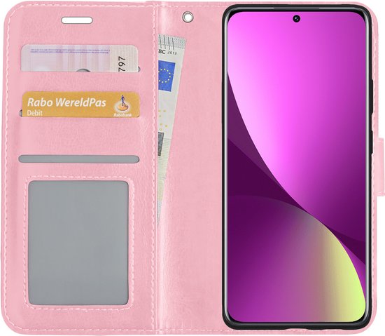 Xiaomi 12X Cover Bookcase Flip Case Book Cover Avec 2x Protecteur d'écran - Xiaomi 12X Case Book Case - Rose Clair