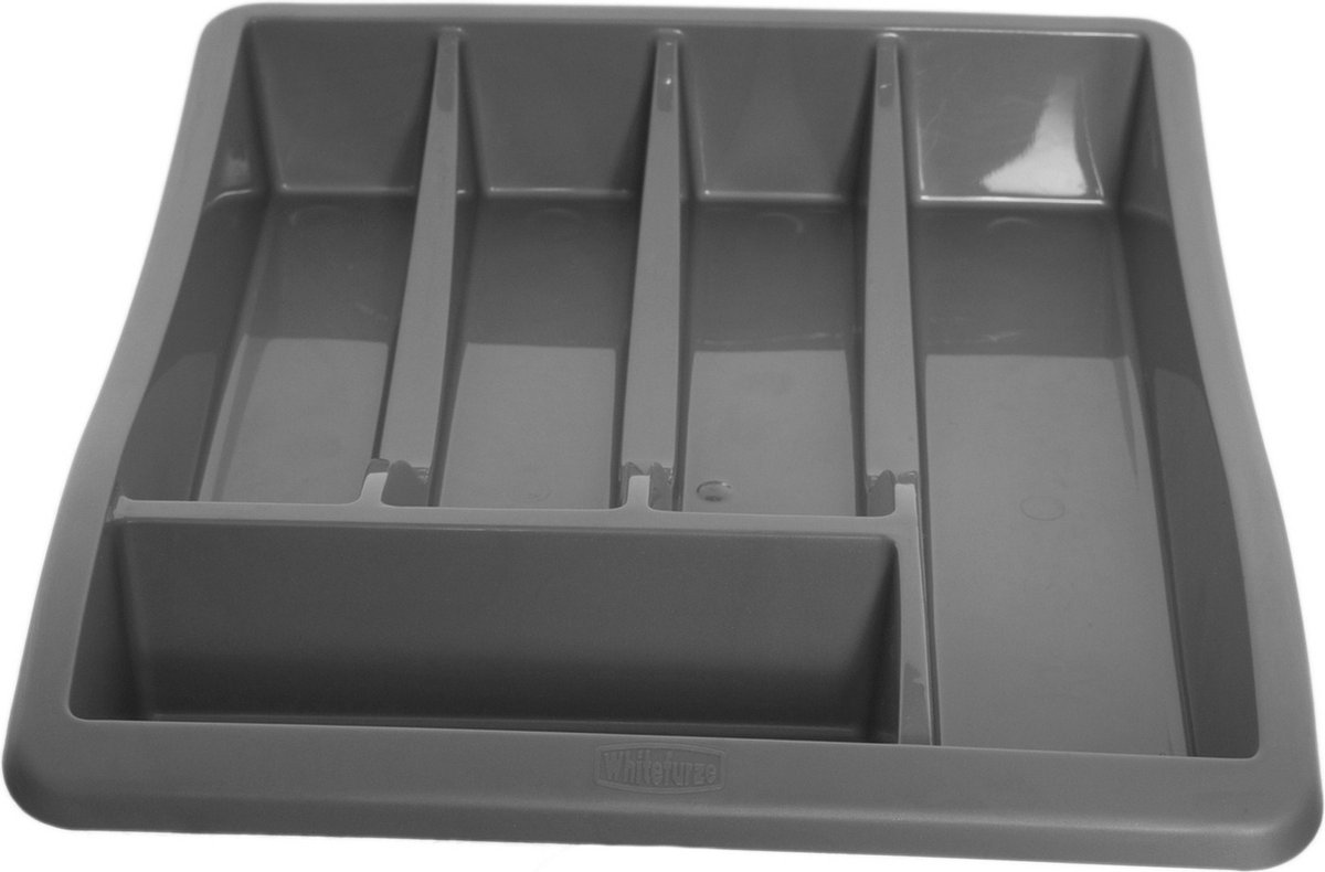 Whitefurze Bestekbak/keuken organizer - 2x - 5-vaks - Grijs - 30 x 38 x 6 cm