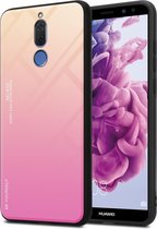 Cadorabo Hoesje voor Huawei MATE 10 LITE in GEEL - ROZE - Tweekleurige beschermhoes van TPU-silicone Case Cover en achterzijde van gehard glas