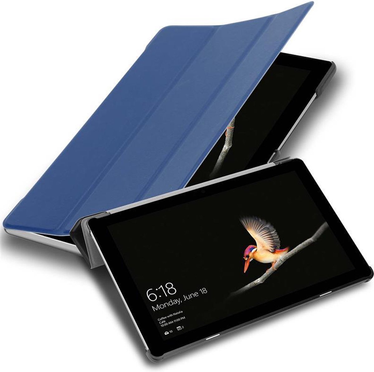Cadorabo Tablet Hoesje voor Microsoft Surface GO in JERSEY DONKER BLAUW - Ultra dun beschermend geval ZONDER automatische Wake Up en Stand functie Book Case Cover Etui