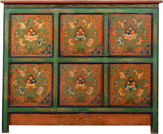Fine Asianliving Armoire tibétaine antique faite à la Handgemaakt W120xD40xH100cm Meubles chinois Armoire orientale