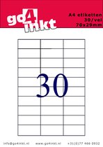 Go4inkt A4 Etiketten 30/vel 70mm x 29,7mm (100 vel) stickervellen wit