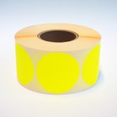 Blanco Stickers op rol 50mm rond - 1000 etiketten per rol - mat fluor geel