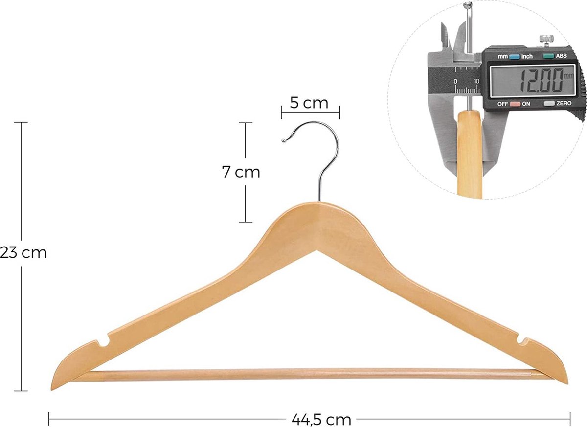 Massief - Houten hangers - Set van 30 - Naturel
