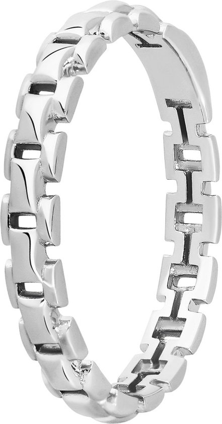 Lucardi Dames Zilveren ring fantasieschakel - Ring - 925 Zilver - Zilverkleurig - 17.5 / 55 mm
