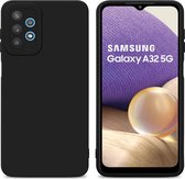 Cadorabo Hoesje geschikt voor Samsung Galaxy A32 5G in FLUID ZWART - Beschermhoes gemaakt van flexibel TPU silicone Cover Fluid Case