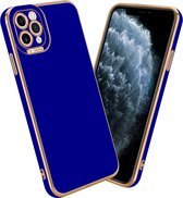 Cadorabo Hoesje geschikt voor Apple iPhone 11 PRO MAX in Glossy Blauw - Rose Goud - Beschermhoes van flexibel TPU-silicone Case Cover en met camerabescherming