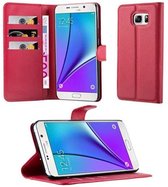 Cadorabo Hoesje geschikt voor Samsung Galaxy NOTE 5 in KARMIJN ROOD - Beschermhoes met magnetische sluiting, standfunctie en kaartvakje Book Case Cover Etui