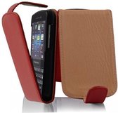 Cadorabo Hoesje geschikt voor Blackberry Q10 in INFERNO ROOD - Beschermhoes in flip-design Case Cover van getextureerd imitatieleer