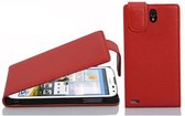 Cadorabo Hoesje geschikt voor Huawei ASCEND G610 in INFERNO ROOD - Beschermhoes in flip-design Case Cover van getextureerd imitatieleer