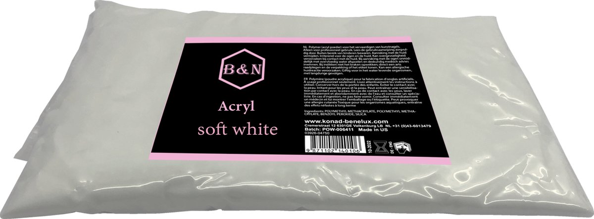 Acryl - soft white - 500 gr | B&N - acrylpoeder - VEGAN - acrylpoeder