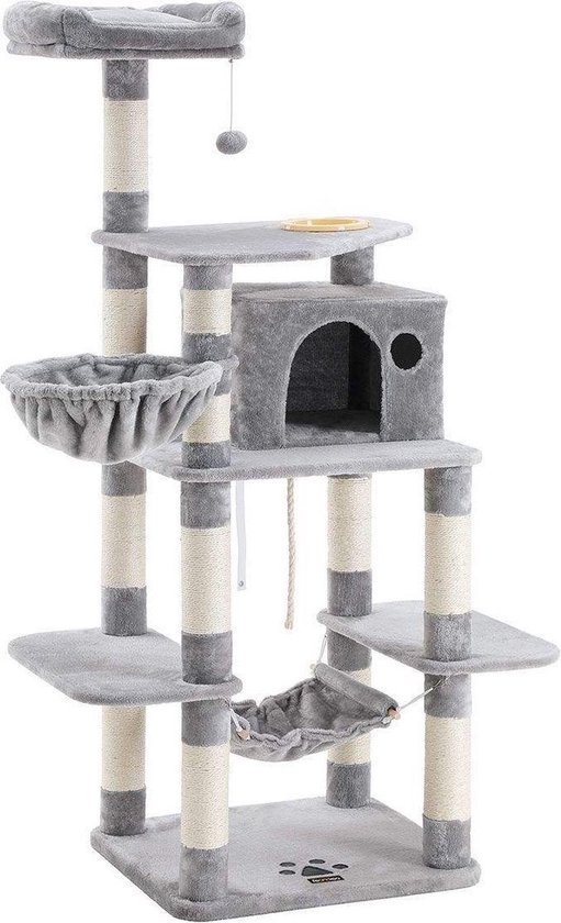 MIRA Home - Krabpaal voor katten - XL Krabpaal - Luxe - Grijs - Pluche/Sisal - 63x58x26,5