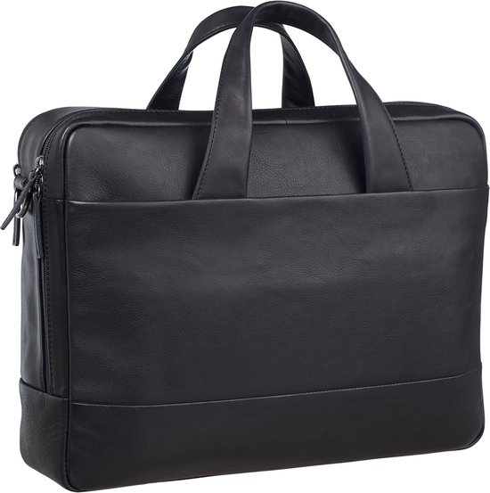 Leonhard Heyden Hamburg Zipped Briefcase 2 Compartment black