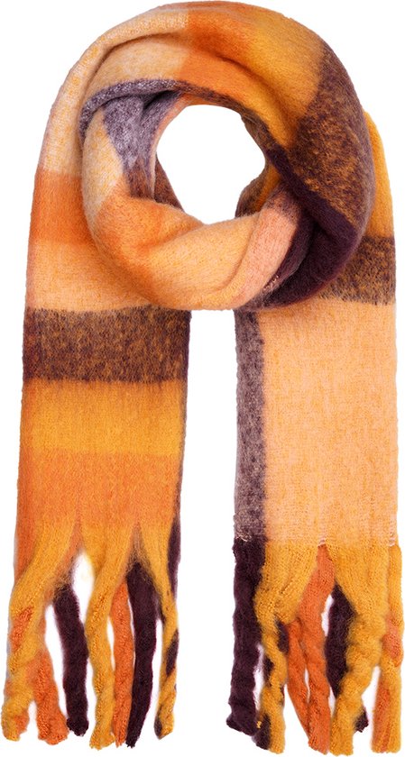 Sjaal Dames/Meisje - Winter - Fringe - Oranje/Paars - warme zachte winter Sjaal - Dames sjaal - 180 cmx 43 cm