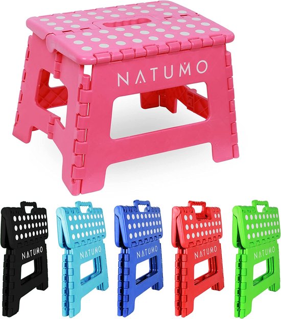 NATUMO® Opstapkruk voor kinderen, inklapbaar, lichte en antislip kinderkruk, badkamer en toilet, opklaptrap voor badkamer, keuken en tuin, 28 x 22 x 21 cm (roze)
