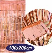 Glittergordijn – Feest Deurgordijn - Feestgordijn - Glitter Folie Gordijn - Backdrop - Fotowand Decoratie - Verjaardag Feest - Metallic - Rosé Goud - 100x200cm