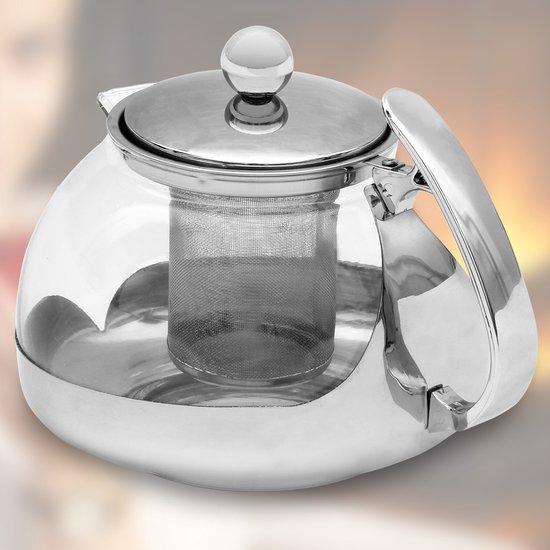 Monzana Glazen Theepot - met RVS-Filter & Infuser 9 Kops - 1.2 Liter van Monzana — afbeelding 2