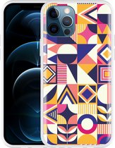 Geschikt voor Apple iPhone 12 Pro Hoesje Modern Abstract Paars - Designed by Cazy