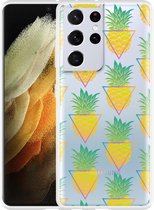 Hoesje Geschikt voor Samsung Galaxy S21 Ultra Pineapple