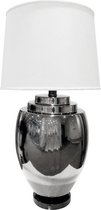 Tafellamp 28x28x50cm witte kap zilver